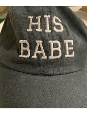 His Babe Embroidered Cotton Baseball Cap - Black